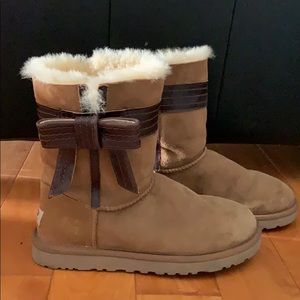 UGG Josette Leather Bow-Band Boots